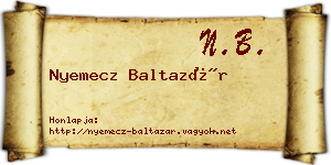 Nyemecz Baltazár névjegykártya
